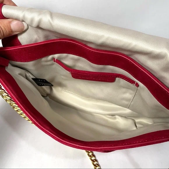ANN TAYLOR Bella red Suede leather clutch bag - Picture 12 of 14